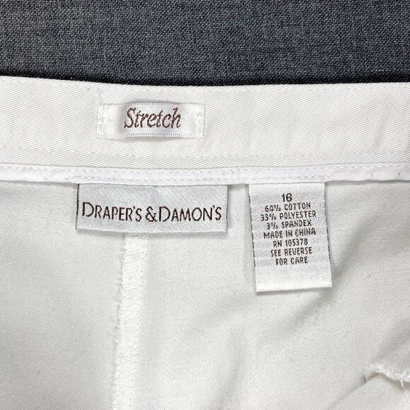 Drapers & Damons Pants Womens 16 White Artwork Embroidered Stretchy Casual Chic - Picture 14 of 16